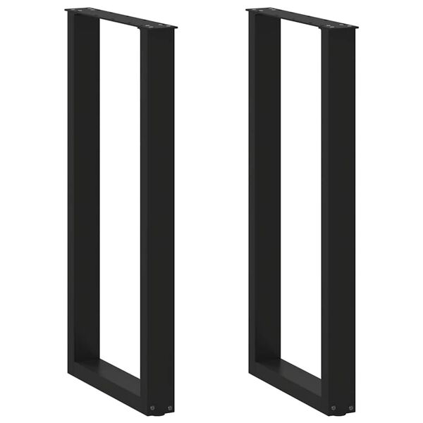 vidaXL Bar Table Legs U-Shaped 2 pcs Black 40x(100-101) cm Steel