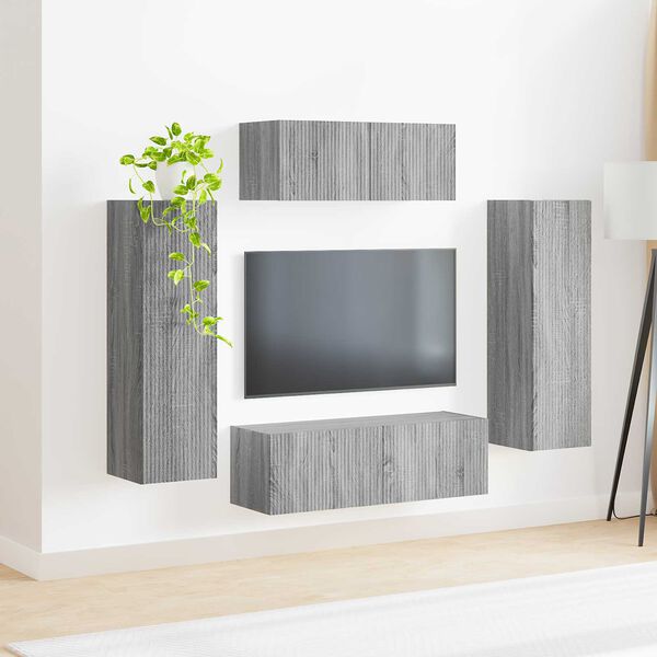 vidaXL TV Cabinet Set Wall-mounted 3 pcs Grey Sonoma Engineered Wood