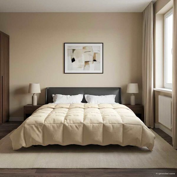 vidaXL Summer Duvet Quilted Cream 220 x 240 cm Microfiber