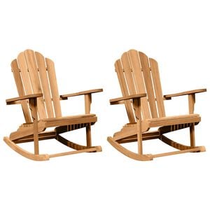 vidaXL Adirondack Rocking Chair 2 pcs Brown Solid Teak wood
