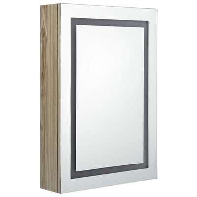 vidaXL LED Bathroom Mirror Cabinet Oak 50x13x70 cm