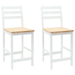 vidaXL Dining Chairs 2 pcs Solid Rubber Wood White 40 x 47.5 x 99.5 cm