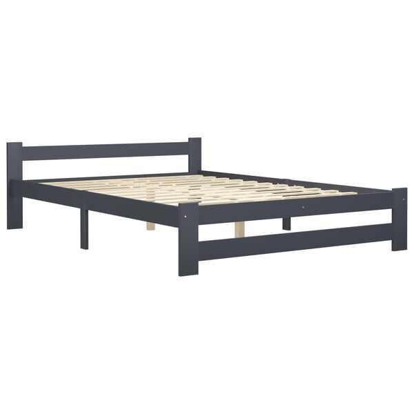 vidaXL Bed Frame without Mattress Dark Grey Solid Pinewood 160x200 cm (322023+321990)