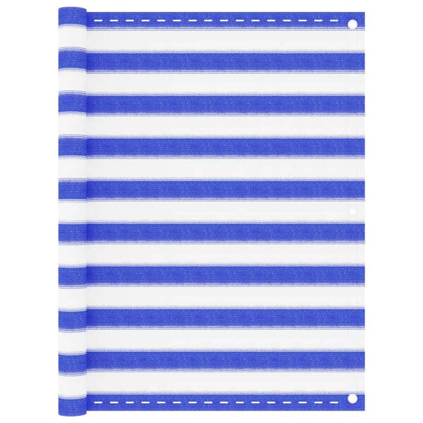 vidaXL Balcony Screen Blue and White 120x600 cm HDPE
