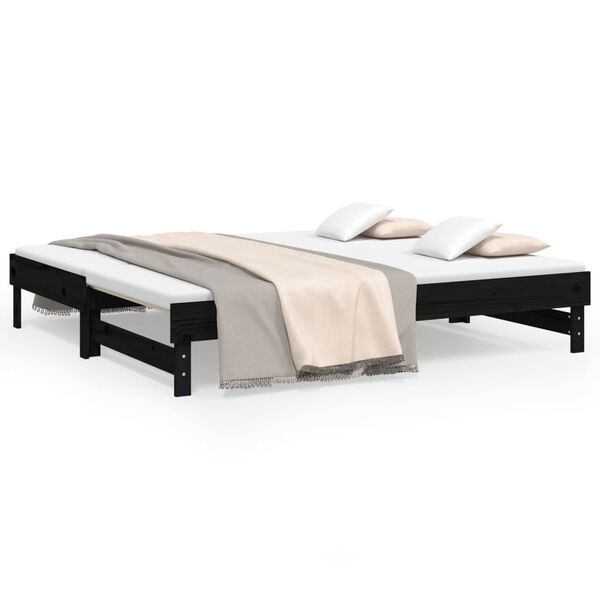 vidaXL Pull-out Day Bed without Mattress Black 2x(90x190) cm