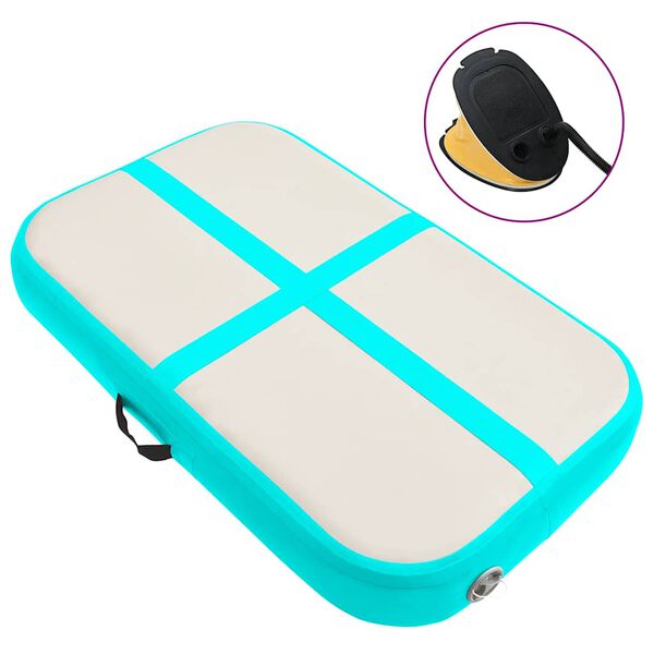 vidaXL Inflatable Gymnastics Mat with Pump 60x100x20 cm PVC Green