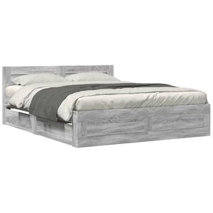 vidaXL Bed Frame with Headboard without Mattress Grey Sonoma 160x200 cm