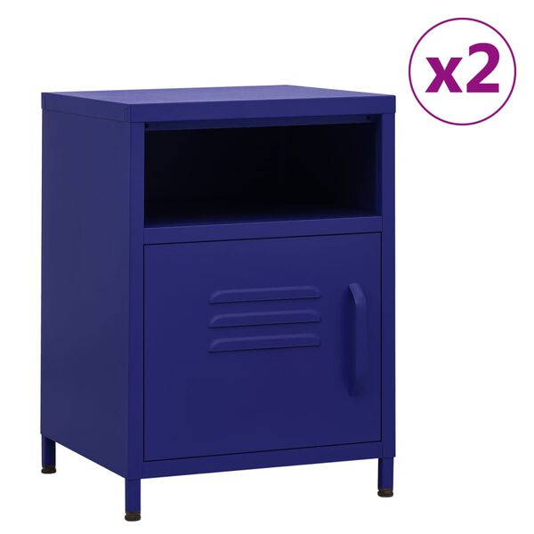 vidaXL Nightstands 2 pcs Navy Blue 35x35x51 cm Steel
