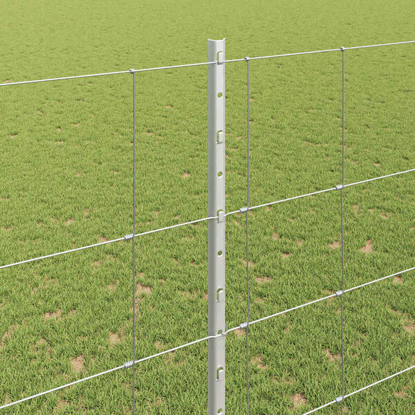 vidaXL Fence with Post Silver 1.6 x 25 m Steel