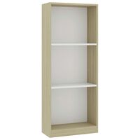 vidaXL 3-Tier Book Cabinet White and Sonoma Oak 40x24x109 cm Engineered Wood