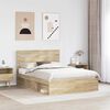 vidaXL Bed Frame with Headboard Sonoma 140 x 190 cm Solid Pine Wood