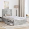 vidaXL Bed Frame Concrete Grey 100 x 200 cm Engineered Wood