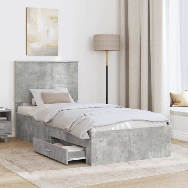 vidaXL Bed Frame Concrete Grey 100 x 200 cm Engineered Wood