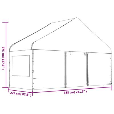 vidaXL Gazebo with Roof White 4.46x5.88x3.75 m Polyethylene