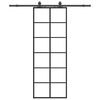 vidaXL Sliding Door with Hardware Set Black 76x205 cm ESG Glass