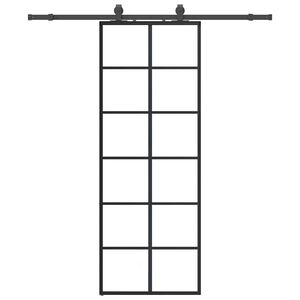 vidaXL Sliding Door with Hardware Set Black 76x205 cm ESG Glass