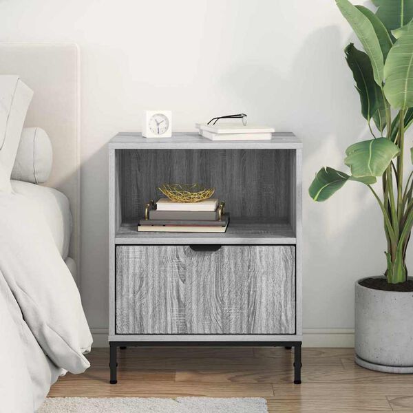 vidaXL with Drawer Grey sonoma 49 x 36 x 61 cm Engineered wood