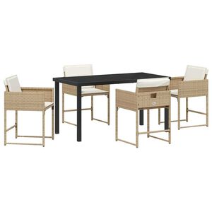vidaXL Garden Dining Set 5 pcs Beige Poly Rattan