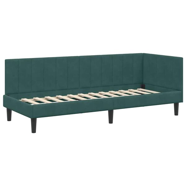 vidaXL Corner Bed Frame Dark Green 80 cm x 200 cm Velvet