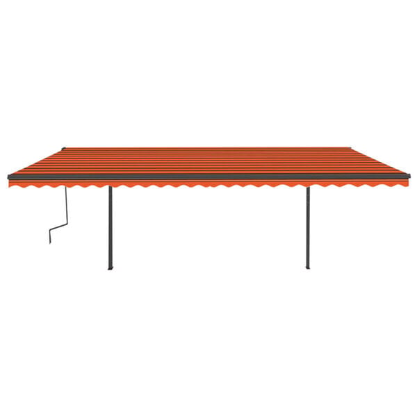 vidaXL Manual Retractable Awning with LED 6x3 m Orange and Brown