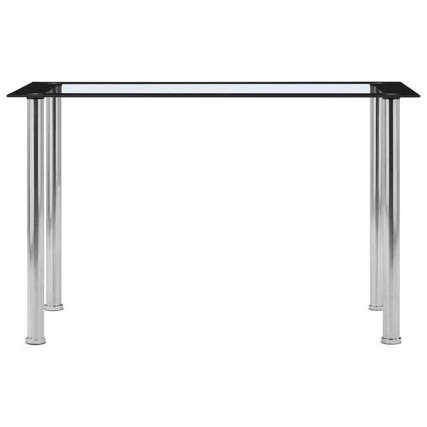 vidaXL Dining Table Black and Transparent 120x60x75 cm Tempered Glass