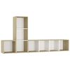 vidaXL 3 Piece TV Cabinet Set White and Sonoma Oak Engineered Wood