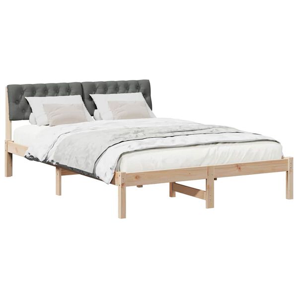 vidaXL Bed frame Brown and dark grey 150 x 200 cm Solid pine wood