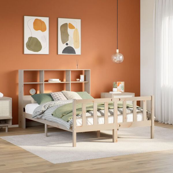 vidaXL Bookcase Bed without Mattress 160x200 cm Solid Wood Pine