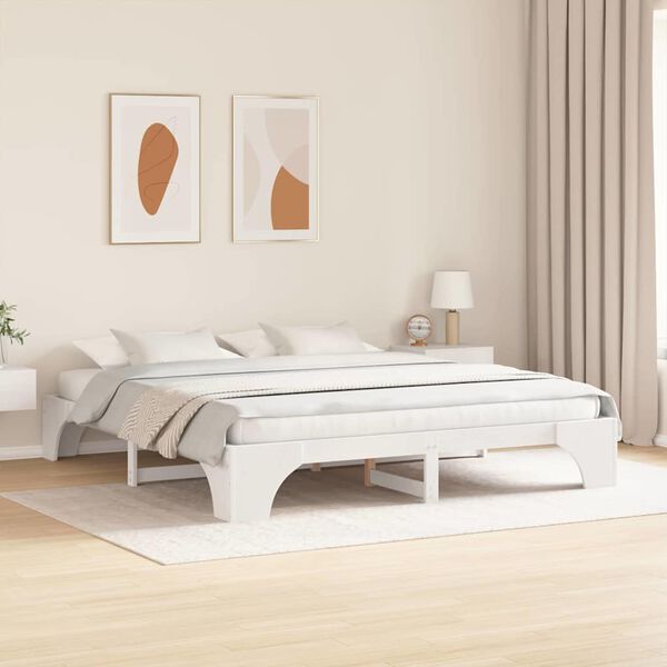 vidaXL Bed Frame White 180 x 200 cm Solid Pine Wood