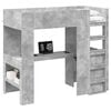 vidaXL Loft Bed Frame with Desk with Shelf Concrete Grey 100 x 200 cm