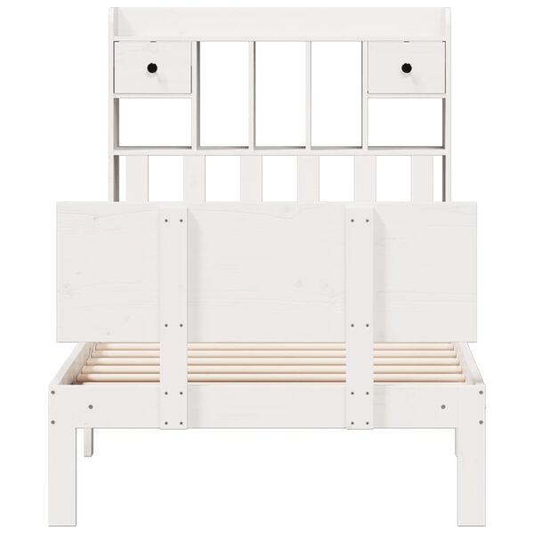 vidaXL Bookcase Bed without Mattress White 90x200cm Solid Wood Pine