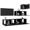 vidaXL 4 Piece TV Cabinet Set Black Engineered Wood