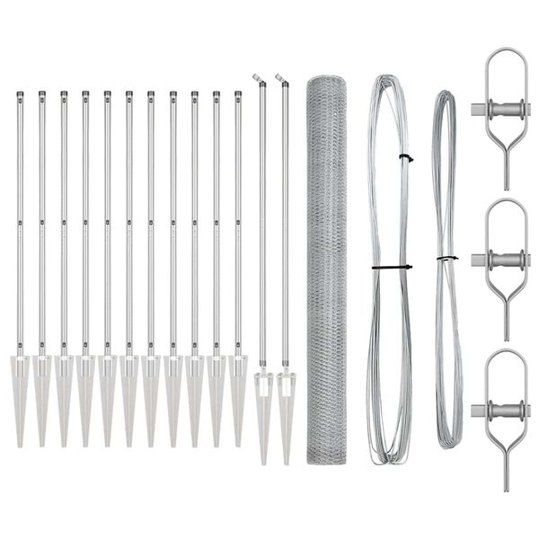 vidaXL Fence Post Silver 25 x 1.6 m (25 mm mesh) Steel