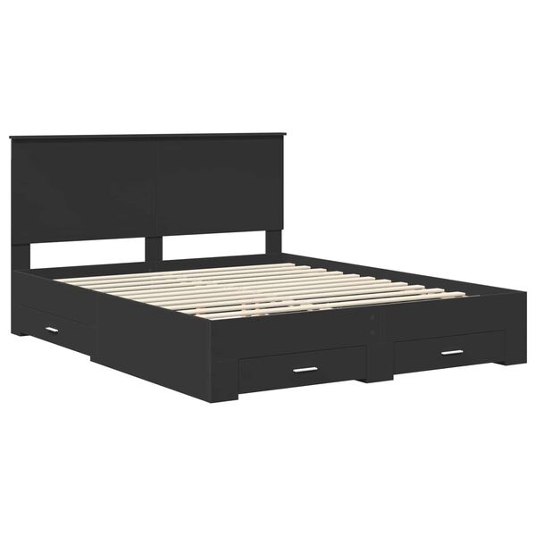 vidaXL Bed Frame with Headboard Black 160 x 200 cm Engineered Wood