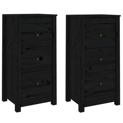 vidaXL Sideboards 2 pcs Black 40x35x80 cm Solid Wood Pine