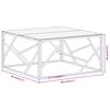 vidaXL Coffee Table Silver Stainless Steel and Tempered Glass