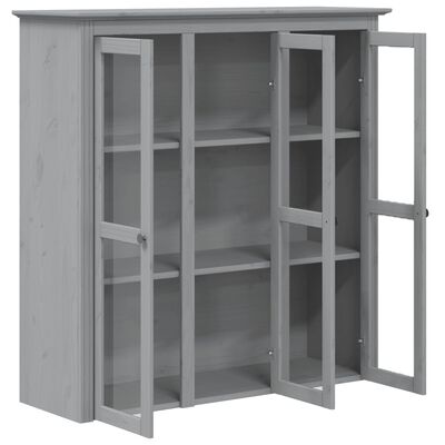 vidaXL Cabinet with Glass Doors BODO Grey Solid Wood Pine