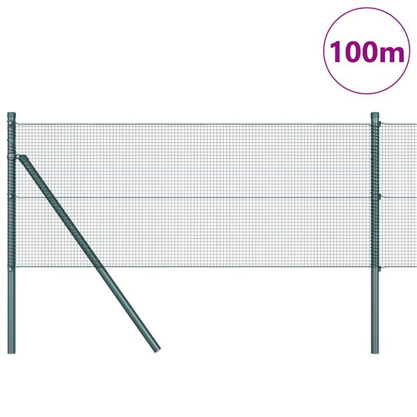 vidaXL Fence Post Green 100 x 0.4 m (12 x 12 mm mesh) Steel and PVC