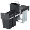 Hailo Built-in Waste Bucket EcoLine 3x10L Black