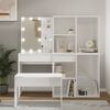 vidaXL Dressing Table Set with LED High Gloss White Engineered Wood