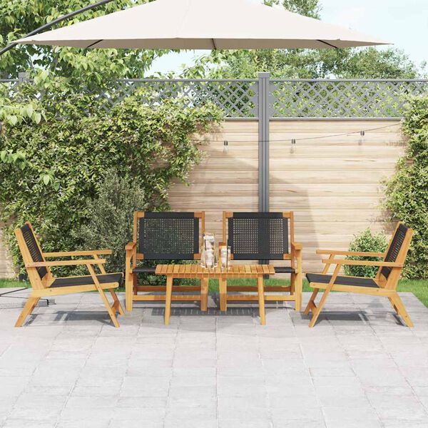 vidaXL Garden Chairs with Table 5 pcs Black 90 x 45 x 40 cm