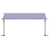 vidaXL Free Standing Awning Blue and White 500x300 cm Fabric and Steel