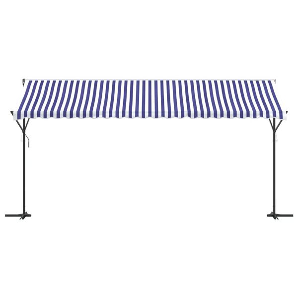 vidaXL Free Standing Awning Blue and White 500x300 cm Fabric and Steel