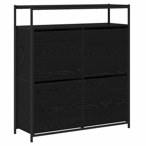 vidaXL Shoe Cabinet 100 x 34 x 112 cm Engineered Wood Black Oak