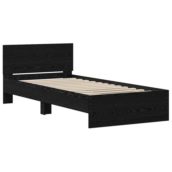 vidaXL Bed Frame with Headboard Black Oak 75 x 190 cm Engineered Wood