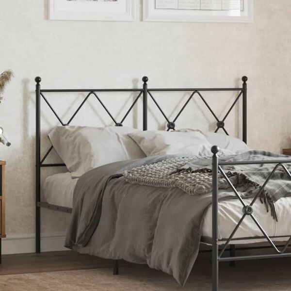 vidaXL Metal Replace Headboard Black 120cm