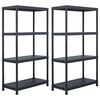 vidaXL Storage Shelf Racks 2 pcs Black 60x30x138 cm Plastic