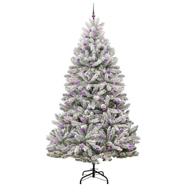 vidaXL Artificial Christmas Tree Green and White 270 cm PVC and Metal