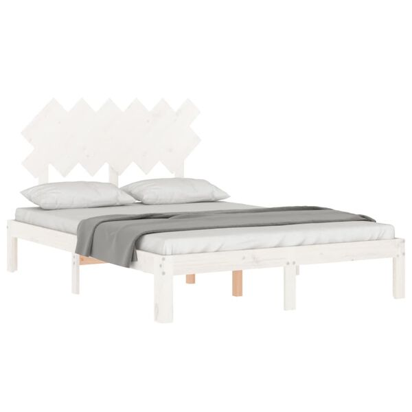 vidaXL Bed Frame without Mattress White Small Double Solid Wood Pine