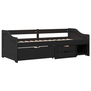 vidaXL Day Bed with 3 Drawers without Mattress IRUN Black 90x200 cm